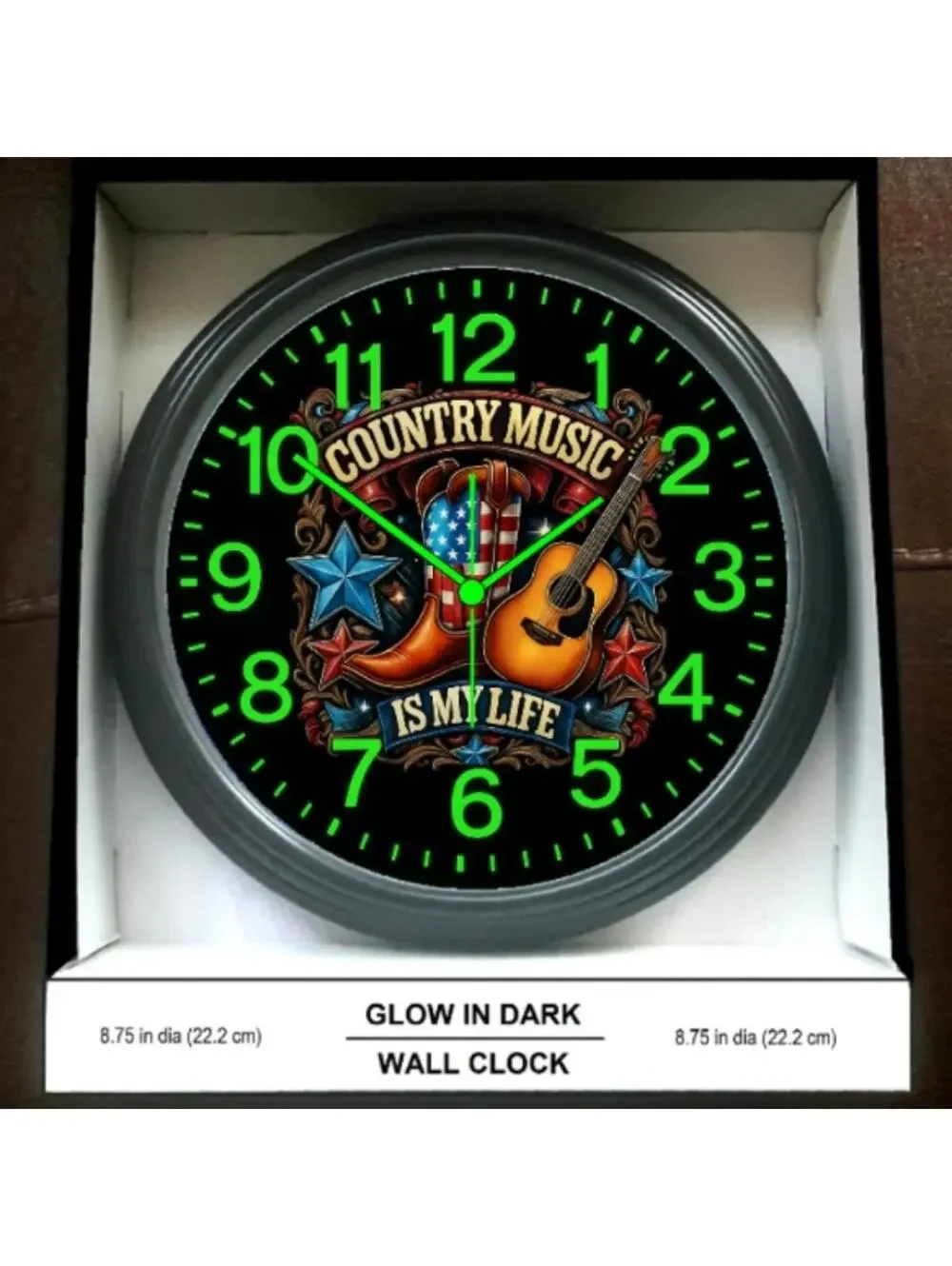 Country Music Is My Life Glow In The Dark Wall Clock New!